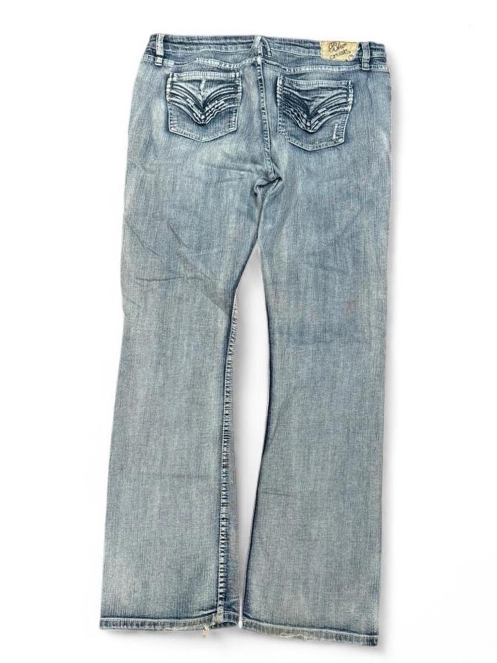 Y2K Blue Crush Patched Embroidered Low Rise Bootcut Flared Jeans